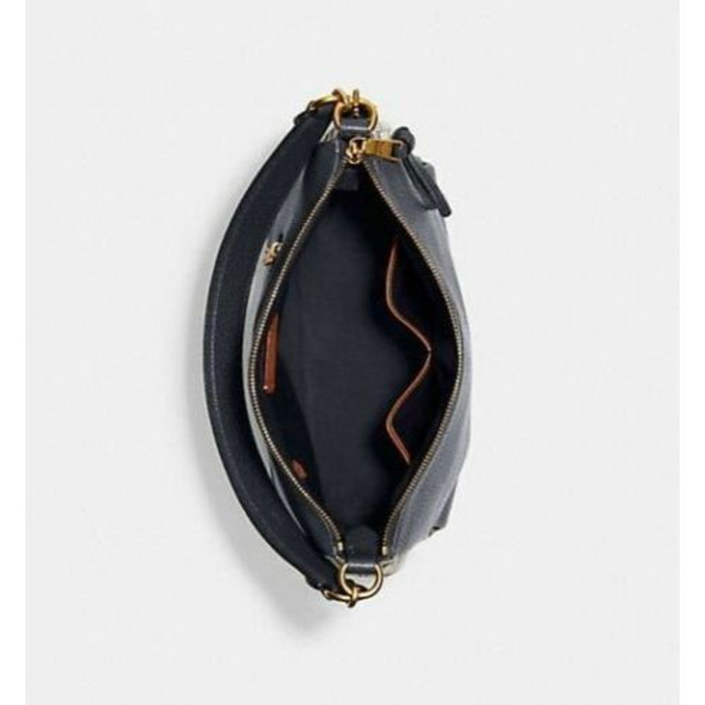 Coach Signature Jacquard Shay Leather Shoulder Bag Handbag Purse Navy Blue NEW - Picture 9 of 9